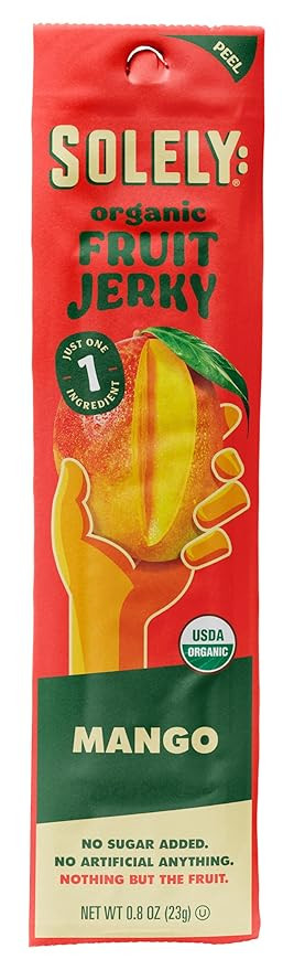SOLELY - Organic Mango Fruit Jerky - 1 Individually Wrapped Fruit Strip - Fruit Leather Made from... | Amazon (US)