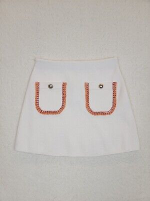 Maje Jisal Knit A-Line  Knit Mini Skirt Women's 36 Small Tweed Trimmed Pockets | eBay US