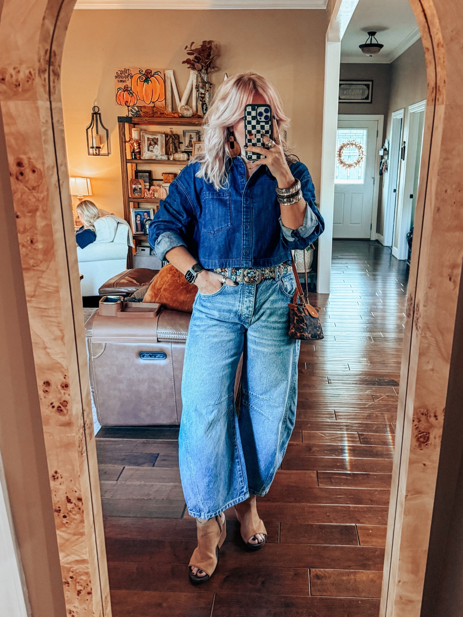 Denim on denim is always so good to me! Love this adorable denim top from Aerie. I’m in a medium in the top, my belt is M/L & jeans I size down one  
Earrings are @twistedsilver save with code MANDIE20 

#LTKOver40 #LTKStyleTip #LTKFindsUnder50