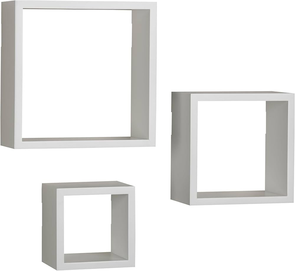 Melannco Floating Square Cube Shelves, for Bedroom, Living Room, Bathroom, Kitchen, Nursery, Set ... | Amazon (US)