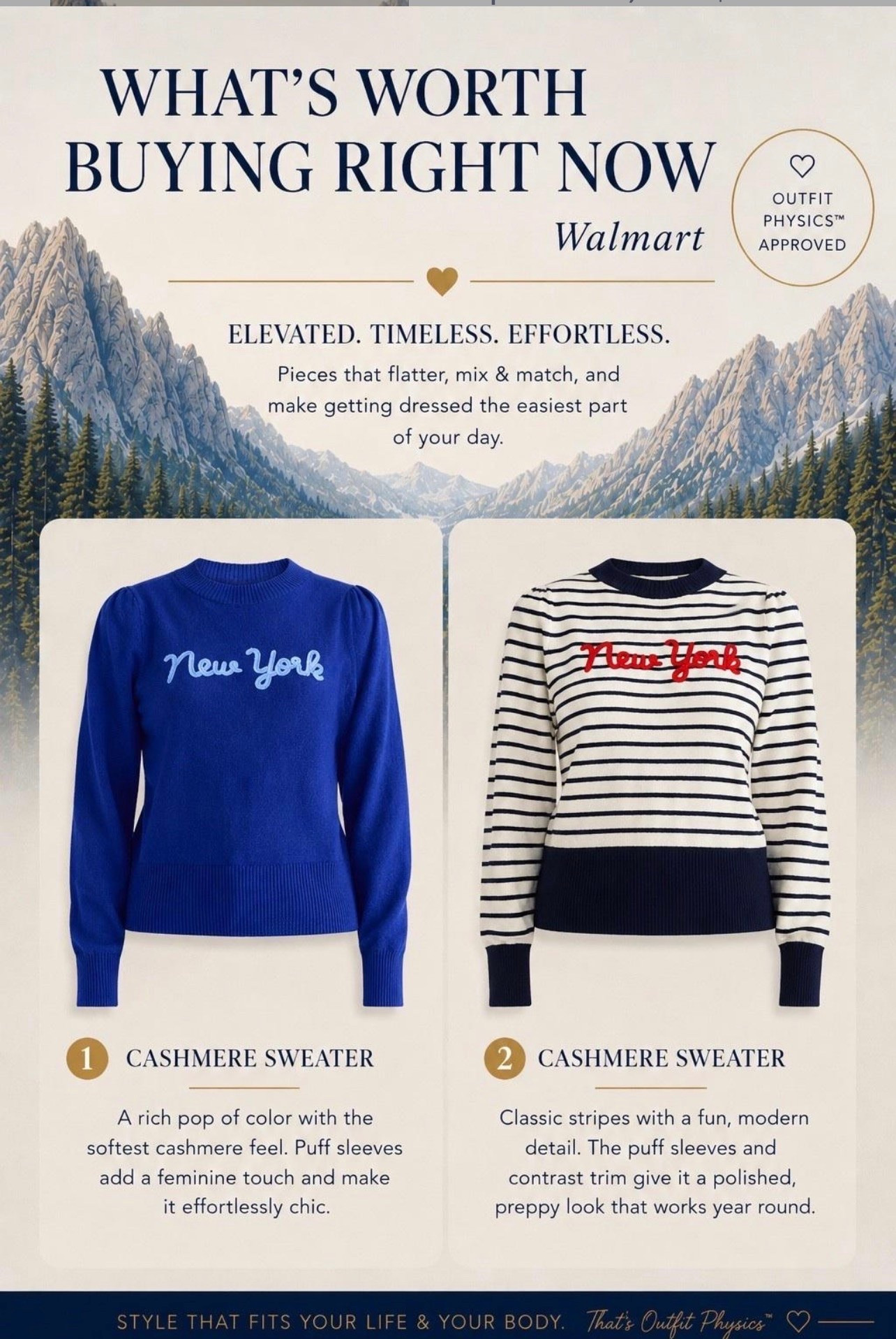✨Tap the bell, save and ❤️ start here over 40 fashion, midlife style, midsize fashion and luxury looks for less.  

Two Walmart sweaters I’d grab right now because they make a basic outfit feel instantly more intentional.

The blue New York sweater gives you that rich pop of color, while the soft puff sleeve adds a little shape up top.

The striped version has that classic preppy feel, but the red lettering keeps it fun and current.

Both are easy with jeans, trousers, or skirts, and both fit my Outfit Physics™ rule: lift the eye, skim the middle, balance the silhouette.

👑 Helping you look good, feel good.-Lindsey Denver   Check back daily for belly-friendly style, confidence, and Outfit Physics™.

#LTKOver40 #LTKMidsize #LTKPlusSize

Comment SHOP below to receive a DM with the link to this post on my LTK ⬇ https://liketk.it/6n54w