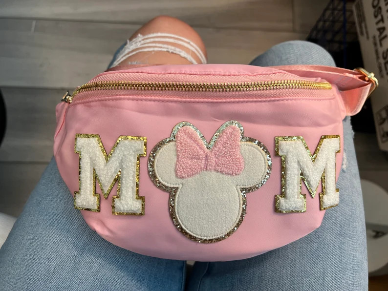 MOM Fanny Pack Waist Bag Crossbody Bag Adult Travel Bag Mama Disney Bag Chenille Patches Gift for... | Etsy (US)