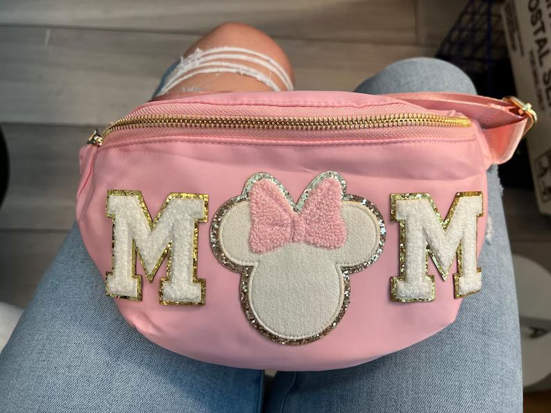 MOM Fanny Pack Waist Bag Crossbody Bag Adult Travel Bag Mama Disney Bag Chenille Patches Gift for... | Etsy (US)