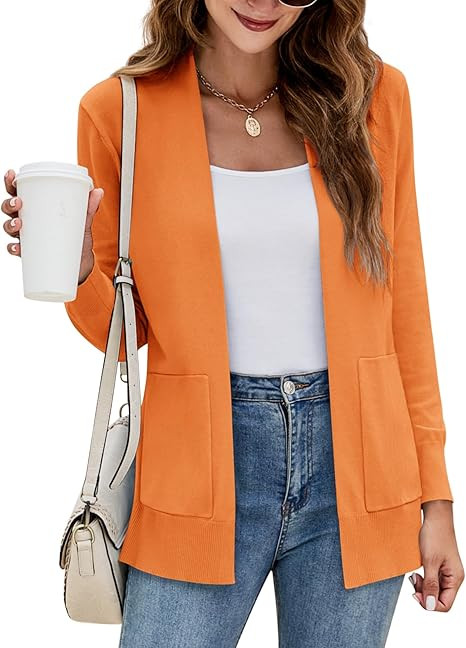 Yousify Womens Cardigan Sweater Long Sleeve Open Front Knit Cardigan Sweater with Pockets | Amazon (US)