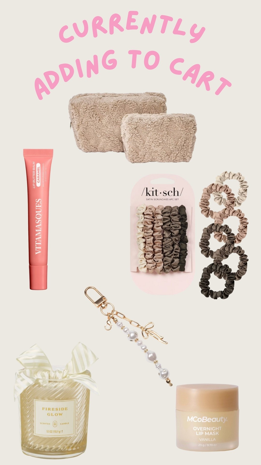 Currently adding to cart. Pouches. Hair ties. Satin hair ties. Purse charm. Lip gloss. Candles. Lip masks. Look for Less  

#LTKFindsUnder50 #LTKFindsUnder100 #LTKSeasonal