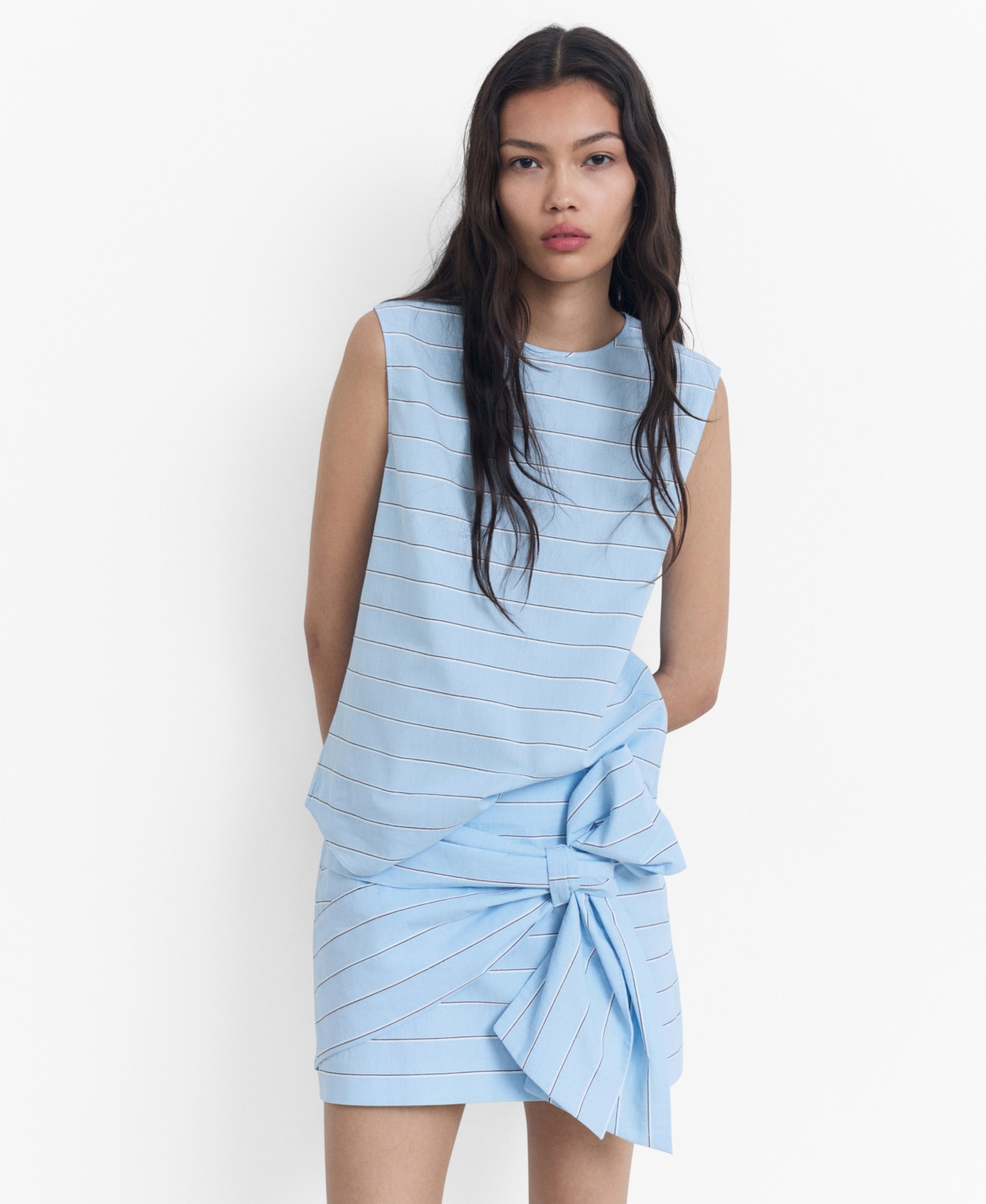 Mango Women's Striped Cotton Blouse - Sky Blue | Macy's
