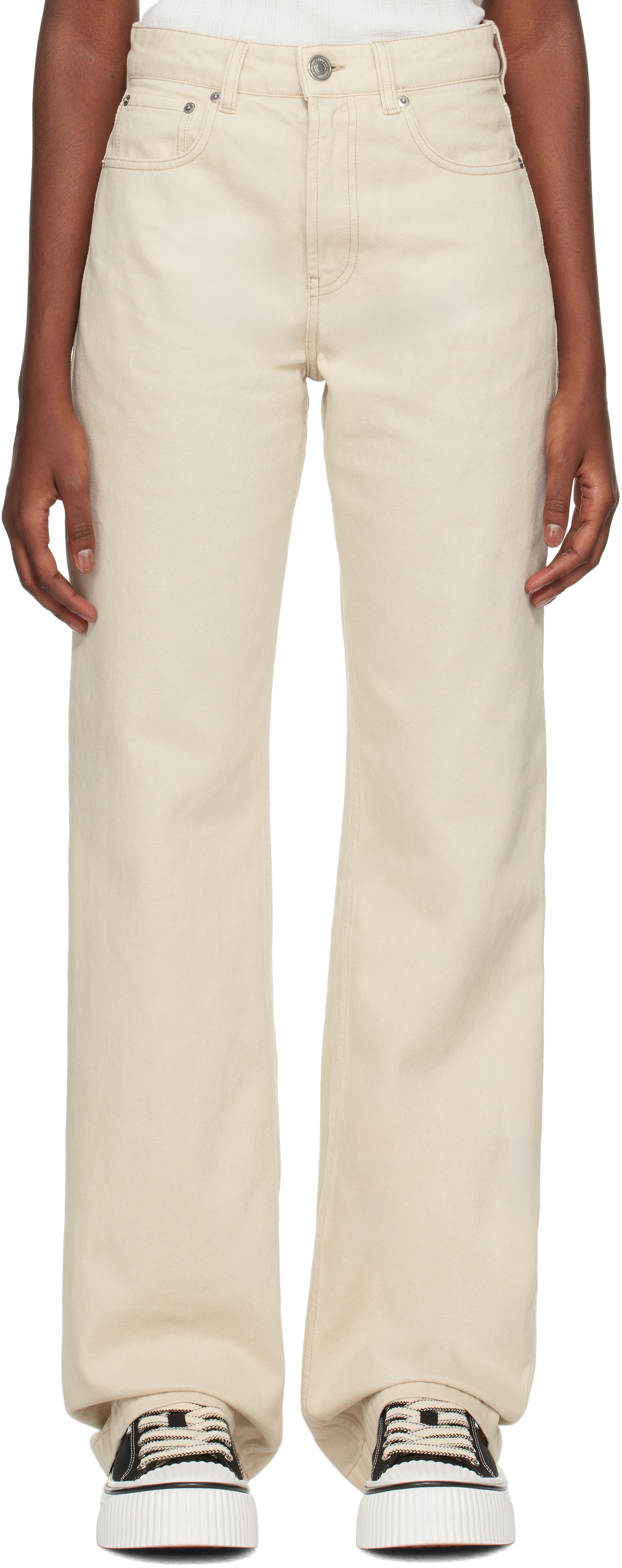 AMI Paris Off-White Large Fit Jeans | SSENSE