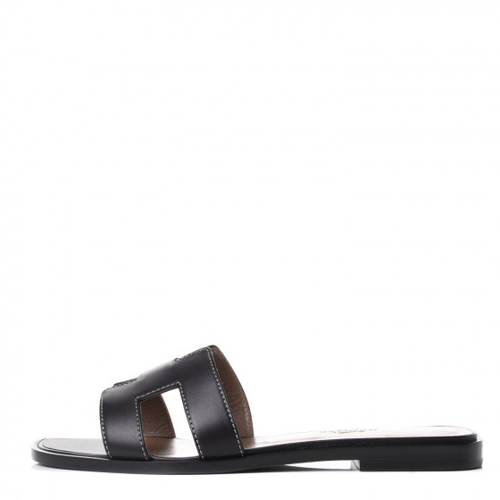 HERMES

Box Calfskin Oran Sandals 35.5 Black | Fashionphile