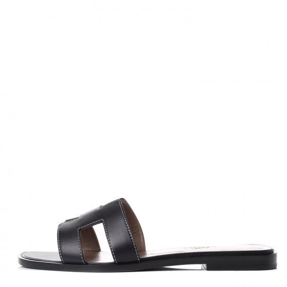 HERMES

Box Calfskin Oran Sandals 35.5 Black | Fashionphile
