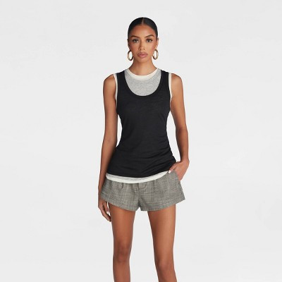 KBB by KAHLANA Women's 'The Layered Tank Top' - Black/Cream/Heather Gray XS | Target