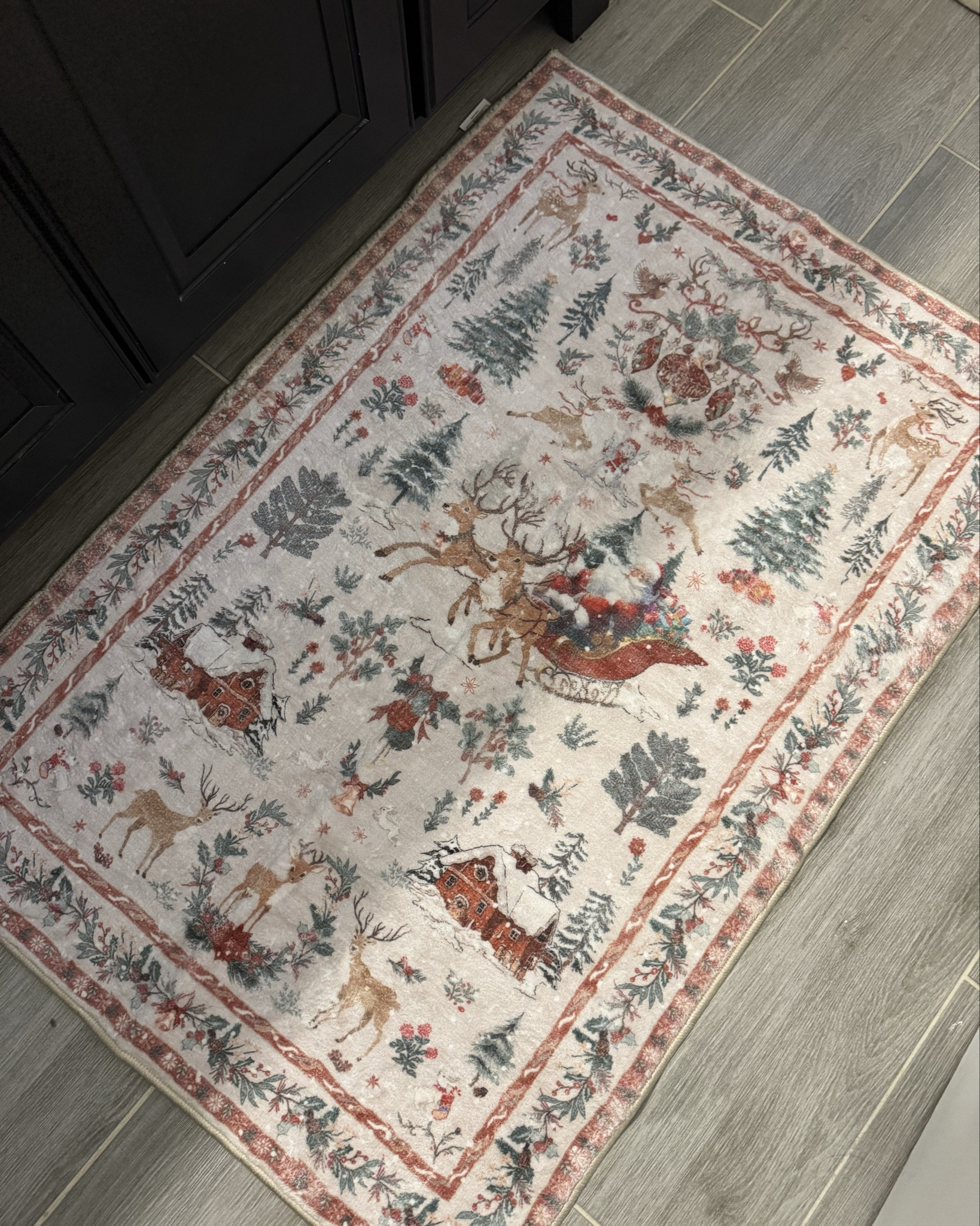 The softest bath rug! 
The Christmas print is perfect 