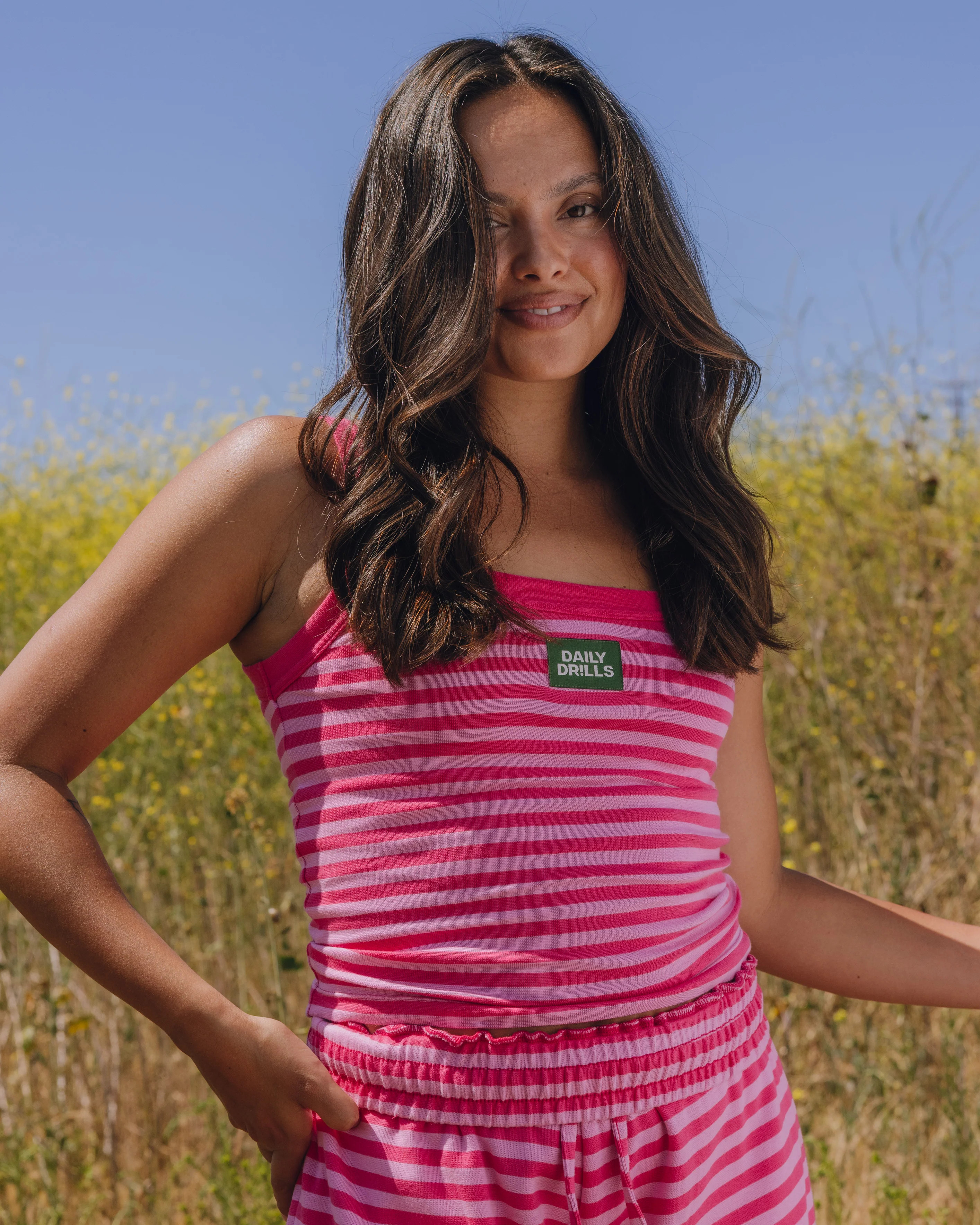 Striped Logo Everyday Tank - Hot Shot + Taffy Stripe | Daily Drills LLC