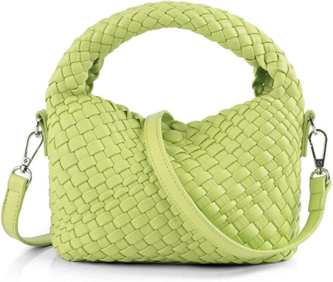 Women Woven Tote Small Crossbody Bag, Weave Quilted Purse Square Shoulder Bag Woven Handbag with ... | Amazon (US)