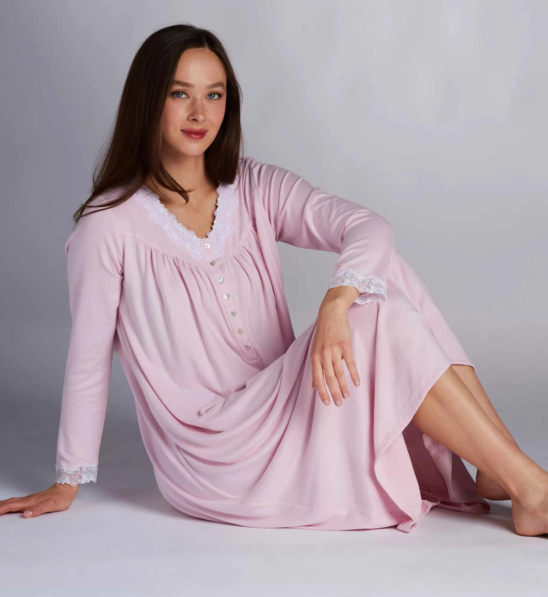 Eileen West Women's Sweater Knit Ballet Nightgown Solid Lt. Blush | Size: XL | HerRoom.com | HerRoom