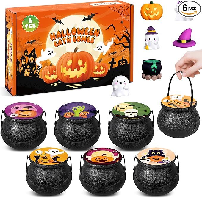 Halloween Bath Bombs for Kids, 6Pcs Witch Cauldron Bath Bombs with Halloween Toys Inside for Girl... | Amazon (US)