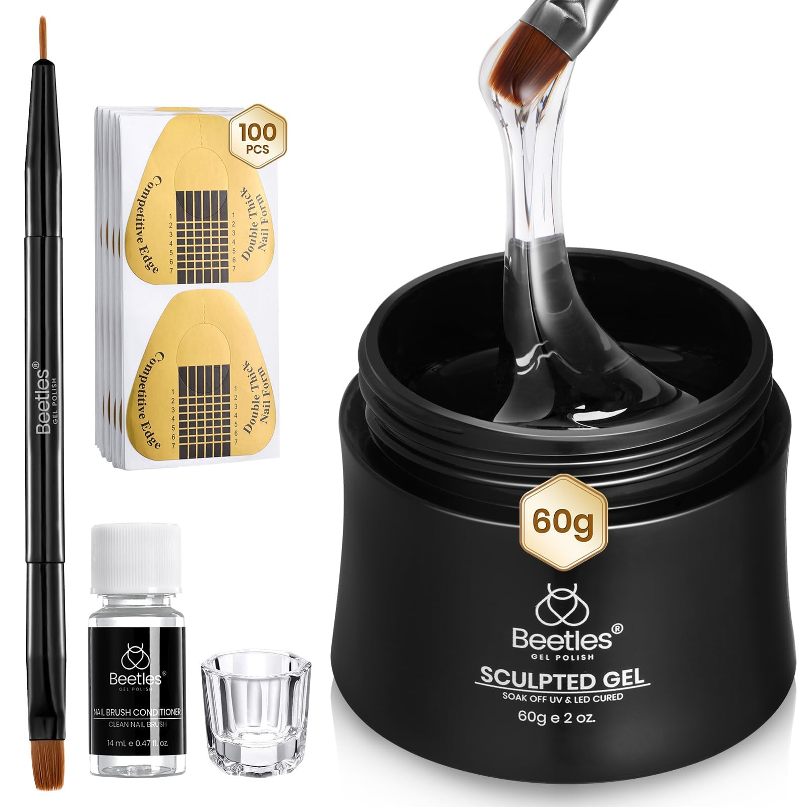 Beetles Hard Gel 8 in 1 60g Clear Scuplted Gel for Nail Extension Sculpting & Overlays High Hardn... | Amazon (US)