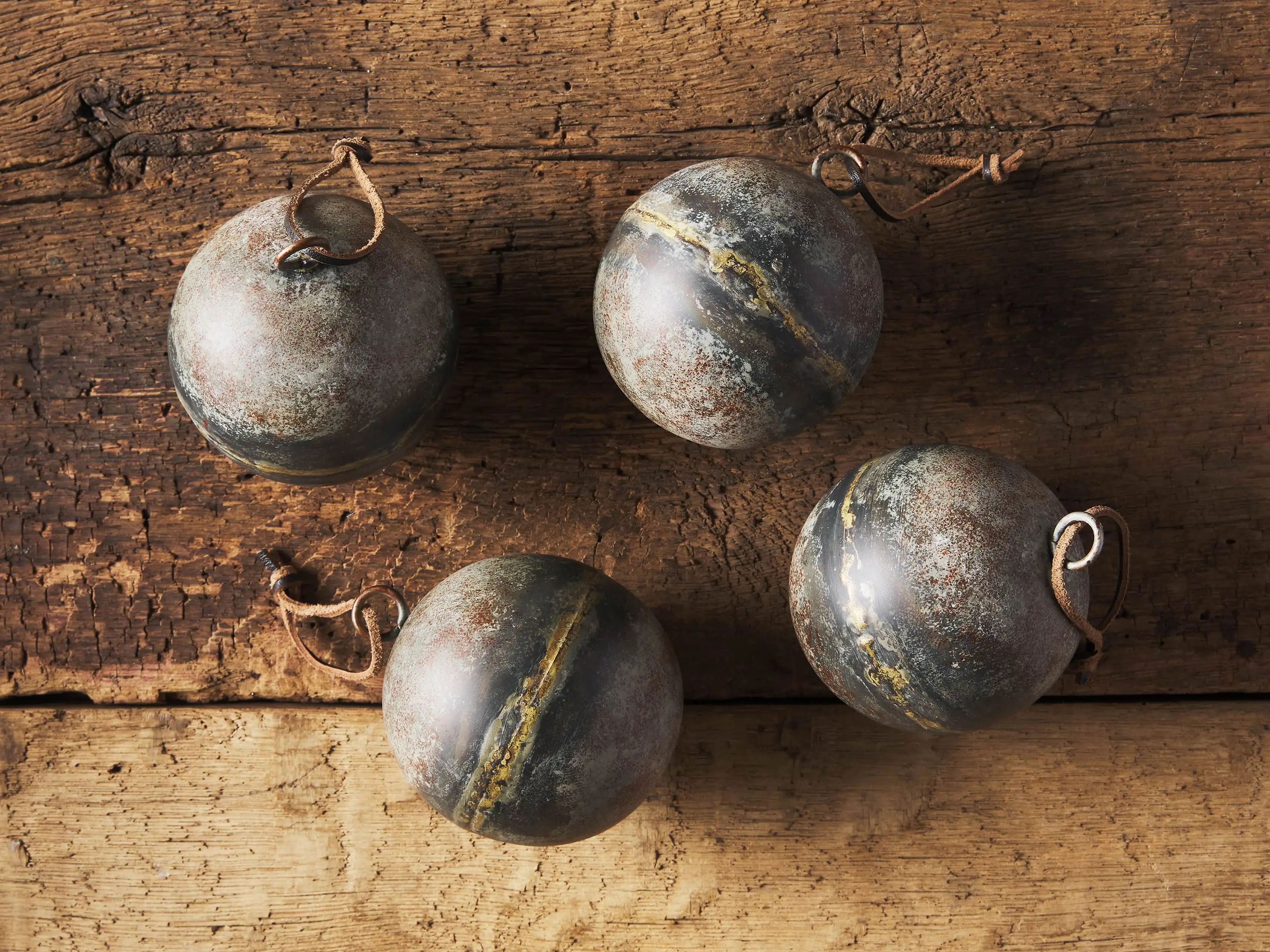 Gray Distressed Metal Ornament (set of 4) | Arhaus | Arhaus