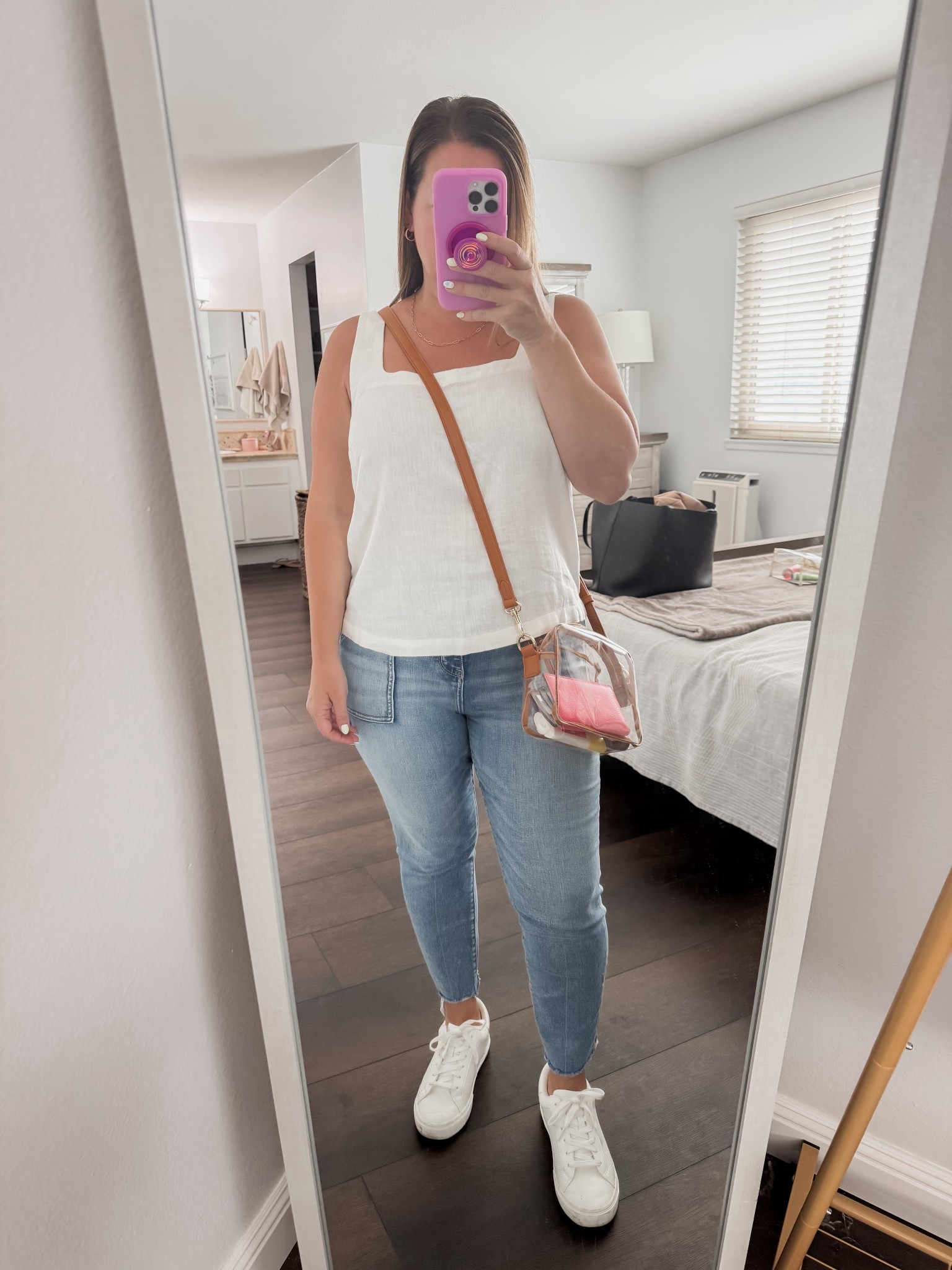 Kept it classic + comfy for a day at the San Diego Fair 🎡☀️ White linen, lived-in denim, and the perfect clear tote to carry all the essentials. Linked my look—everything’s affordable + petite friendly! 

#LTKOver40 #LTKStyleTip #LTKPetite