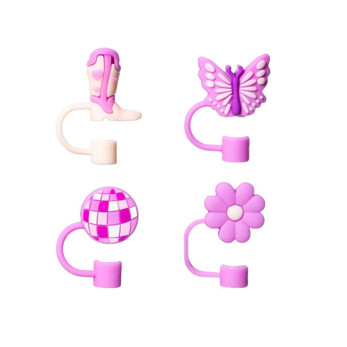 CharCharms 4pk Girly Straw Toppers | Target