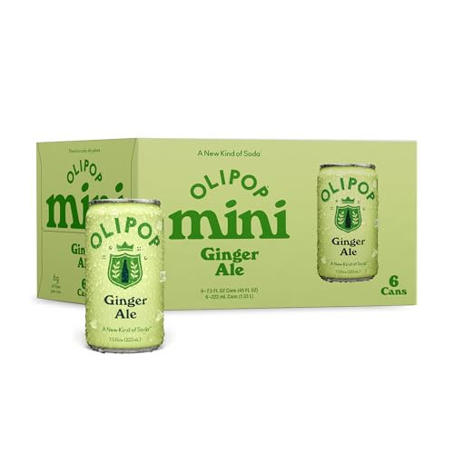 OLIPOP Minis Prebiotic Soda Pop, Ginger Ale, Pantry Pack Packed with Prebiotics, Fiber, and Botanicals, Gluten Free, Vegan, GMO Free, 7.5oz (6-Cans) | Amazon (US)