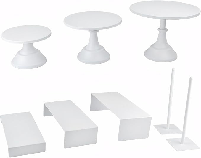 Set of 8 White Cake Stands Donut Holder Metal Dessert Display Risers Cupcake Stand Serving Platte... | Amazon (US)