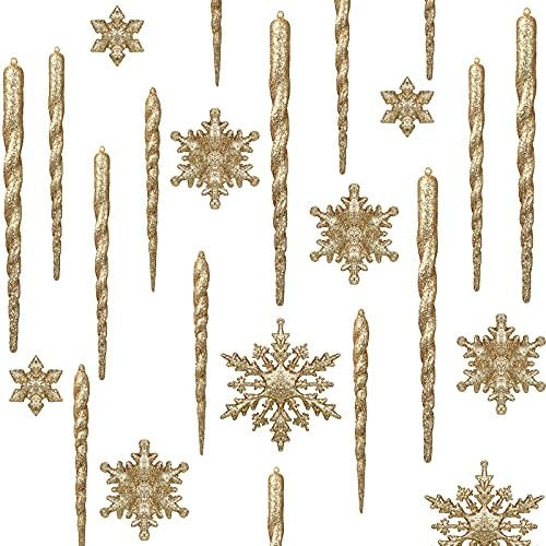 72 Pieces Acrylic Icicles Christmas Snowflake Icicle Ornaments Hanging Icicle Drop Ornaments Snow... | Amazon (US)