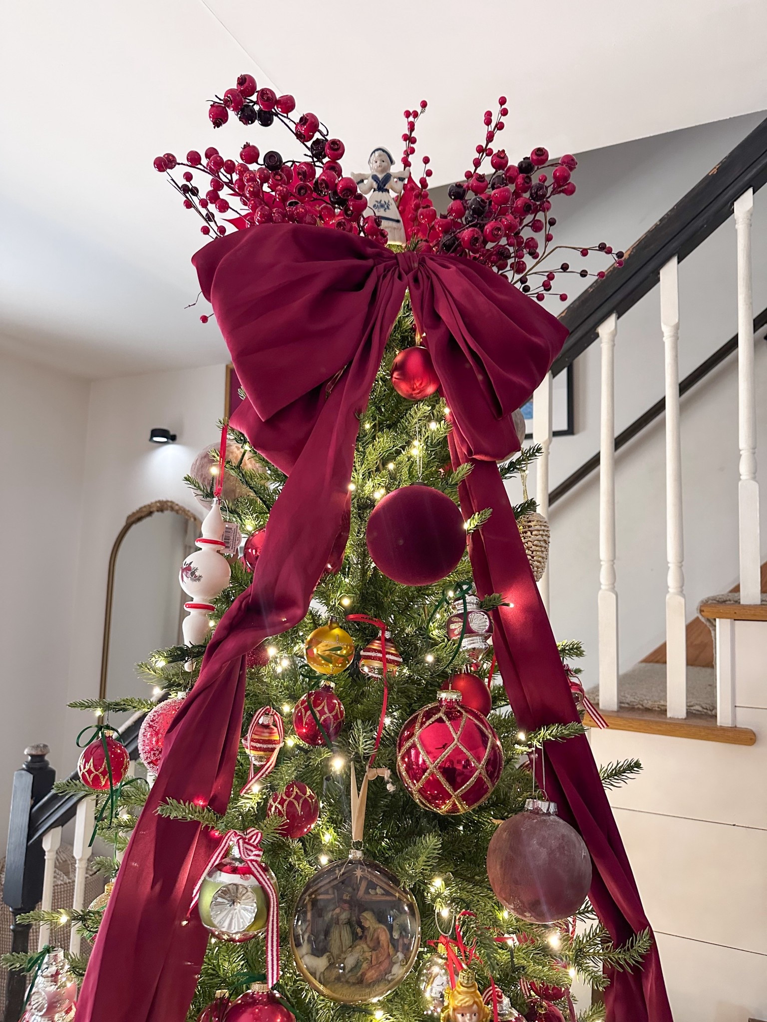 Large satin bow Christmas tree topper from Walmart! 
