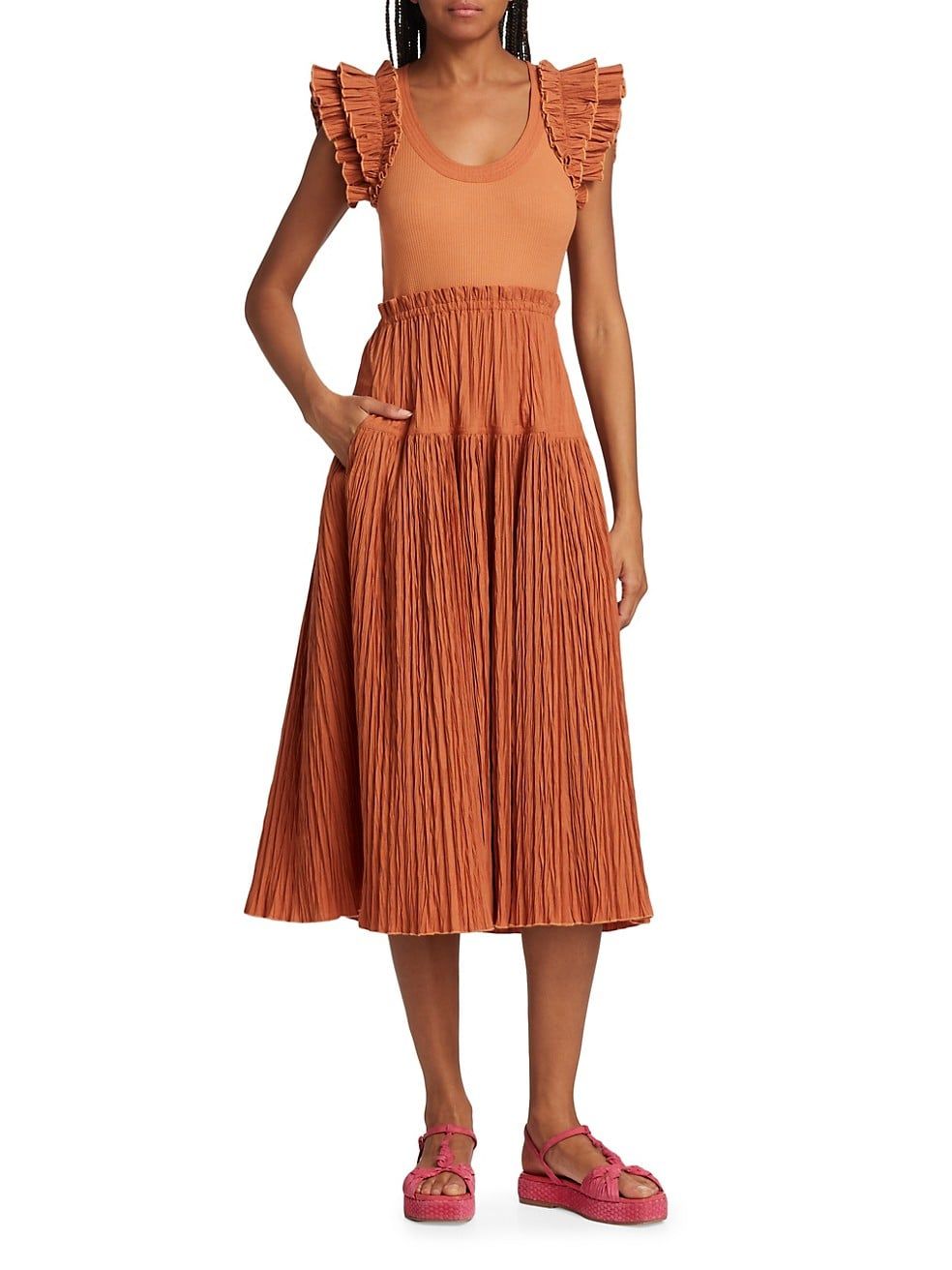 Virginia Ruffled Tiered Midi-Dress | Saks Fifth Avenue