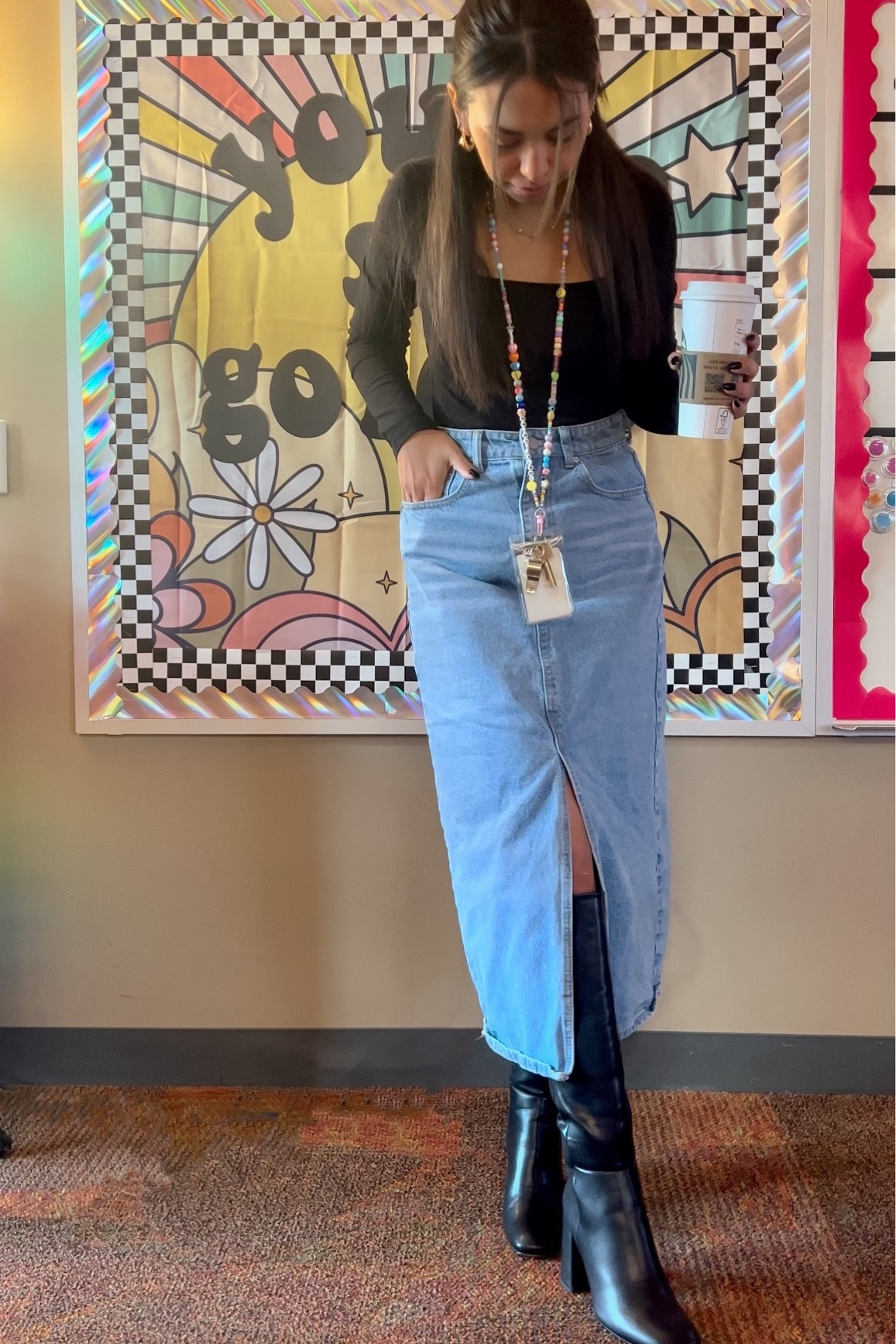 Parent teacher conference outfit 
Denim skirt • tall boots • fall fashion 

#LTKGiftGuide #LTKshoecrush #LTKstyletip