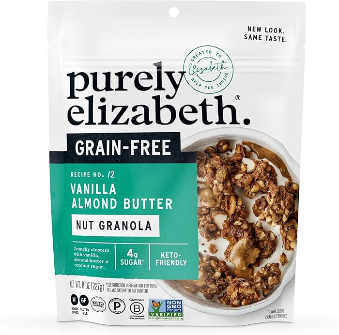 Purely Elizabeth, Granola Vanilla Almond Butter MCT Grain Free, 8 Ounce | Amazon (US)