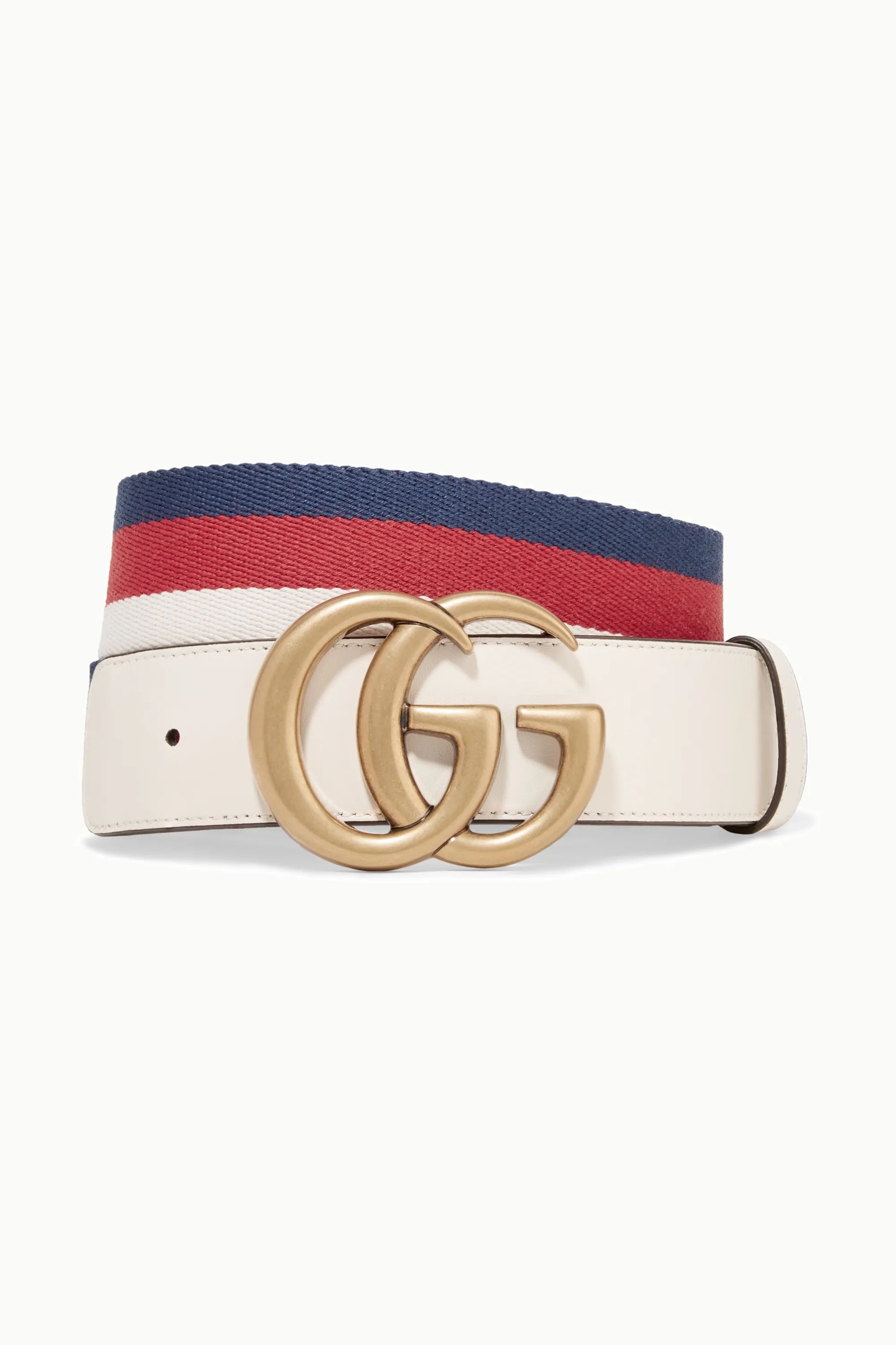 Striped canvas and leather belt | NET-A-PORTER (US)