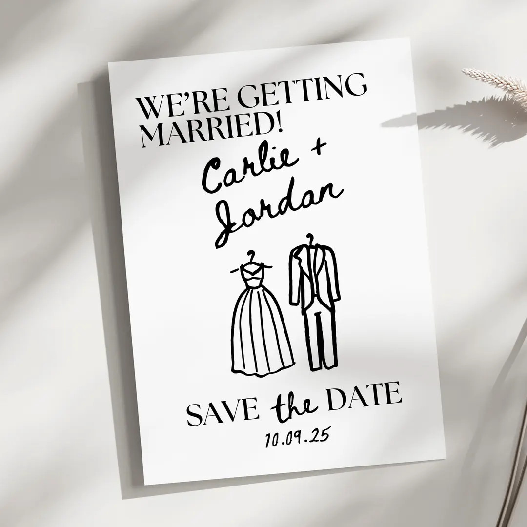 Save the Date, Hand Drawn Doodle Save the Date Invite, Trendy Illustration Save the Date, Modern ... | Etsy (US)