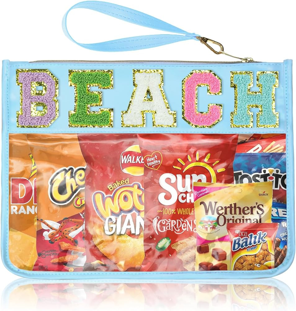 Snack Bags Pouch Travel Makeup Bag Chenille Letter Bags for Zipper Pouch Clear Cosmetic Bag Tote ... | Amazon (US)