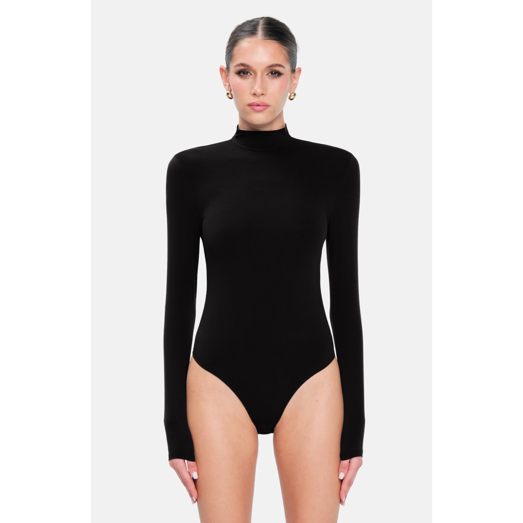 OW Collection LEXI Turtleneck Bodysuit in Black at Nordstrom, Size X-Small | Nordstrom