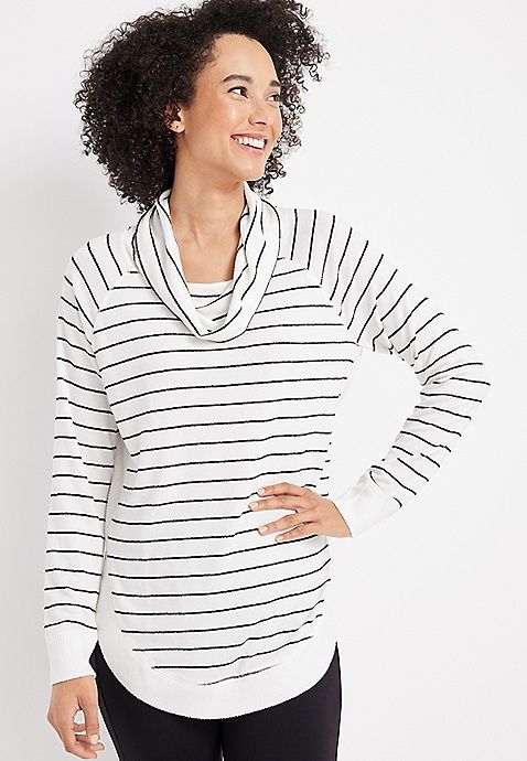 Haven Striped Cowl Neck Sweatshirt | Maurices
