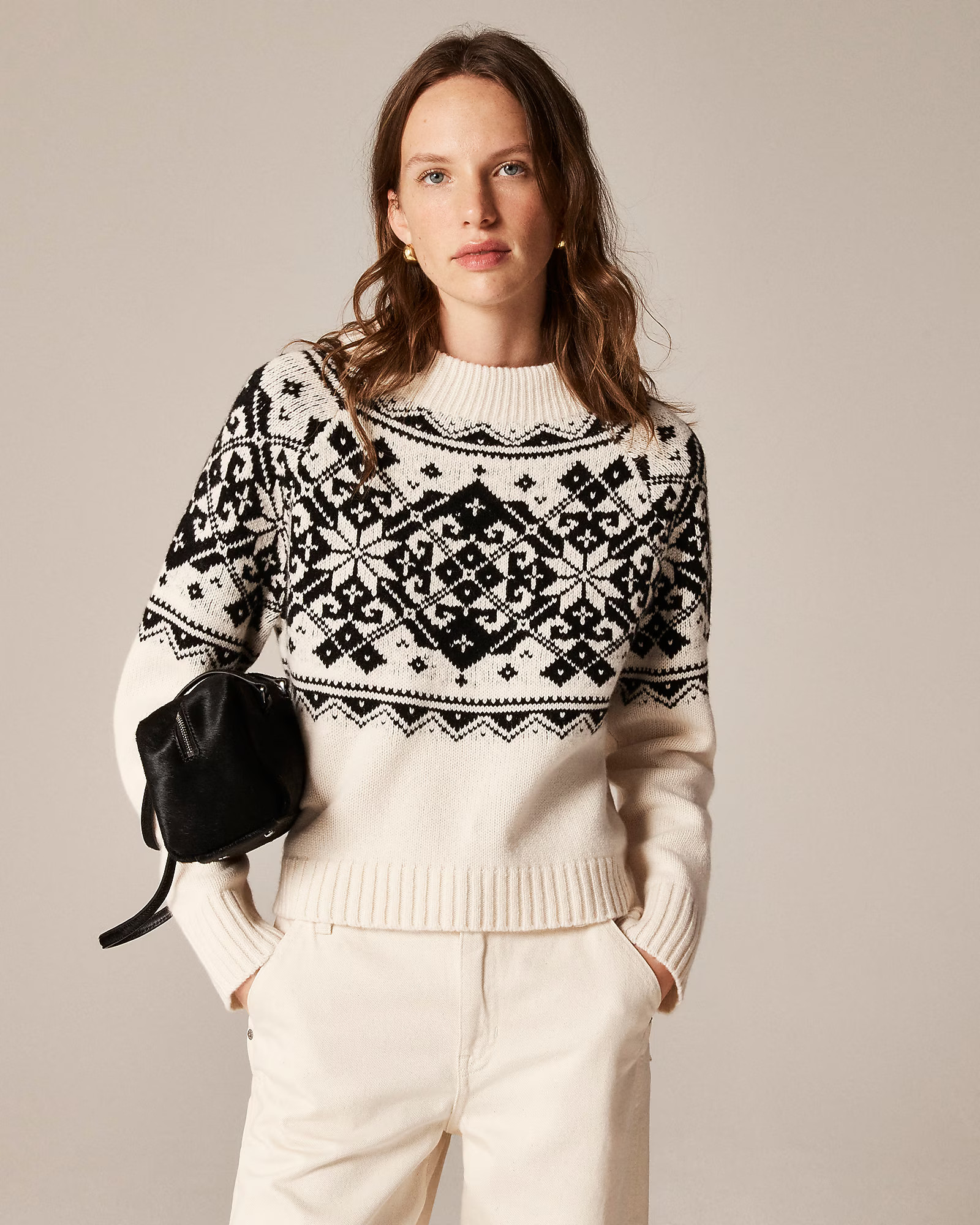 Fair Isle snowflake mockneck sweater in vintage wool | J. Crew US