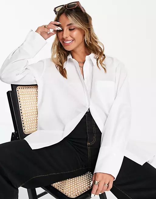 River Island poplin cotton shirt in white | ASOS (Global)