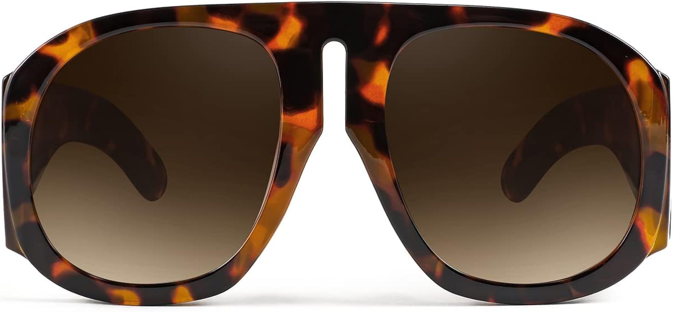 FEISEDY Oversized Aviator Round Sunglasses Women Multi Tinted Thick Frame Vintage Modern Shades B... | Amazon (US)
