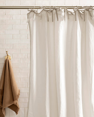 Lillian Shower Curtain with Striped Ties White | McGee & Co. (US)
