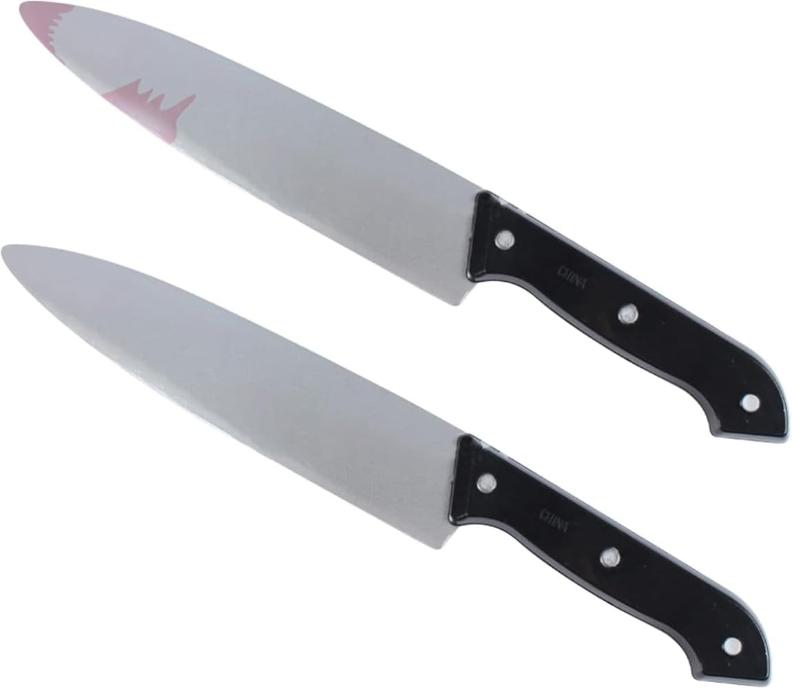 2 Pack Classic Prop Fake Knife Halloween Toy Blood Knife | Amazon (US)