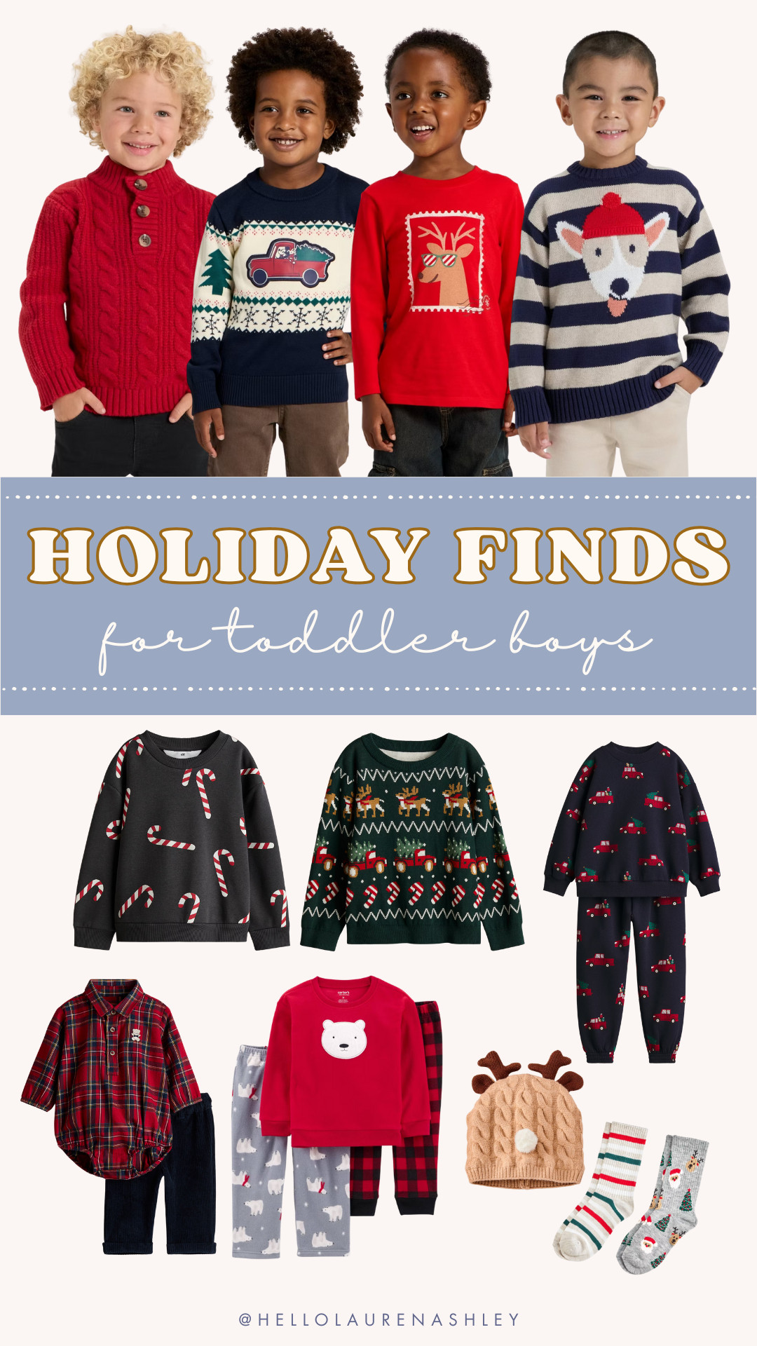 Found THE cutest holiday sweaters for your little guys! The festive sweaters and cozy pajama sets make holiday mornings extra special. Love the little details like the candy cane print and reindeer beanie!

toddler boys clothes, holiday outfits, Christmas pajamas, festive sweaters, winter fashion, kids Christmas clothes, holiday style, reindeer beanie, candy cane pattern, plaid shirt 

 #LTKHoliday #LTKSeasonal #LTKKids