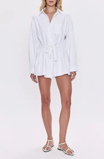 Pistola Vance Tie Waist Long Sleeve Romper in Vivid White at Nordstrom Rack, Size X-Small | Nordstrom Rack