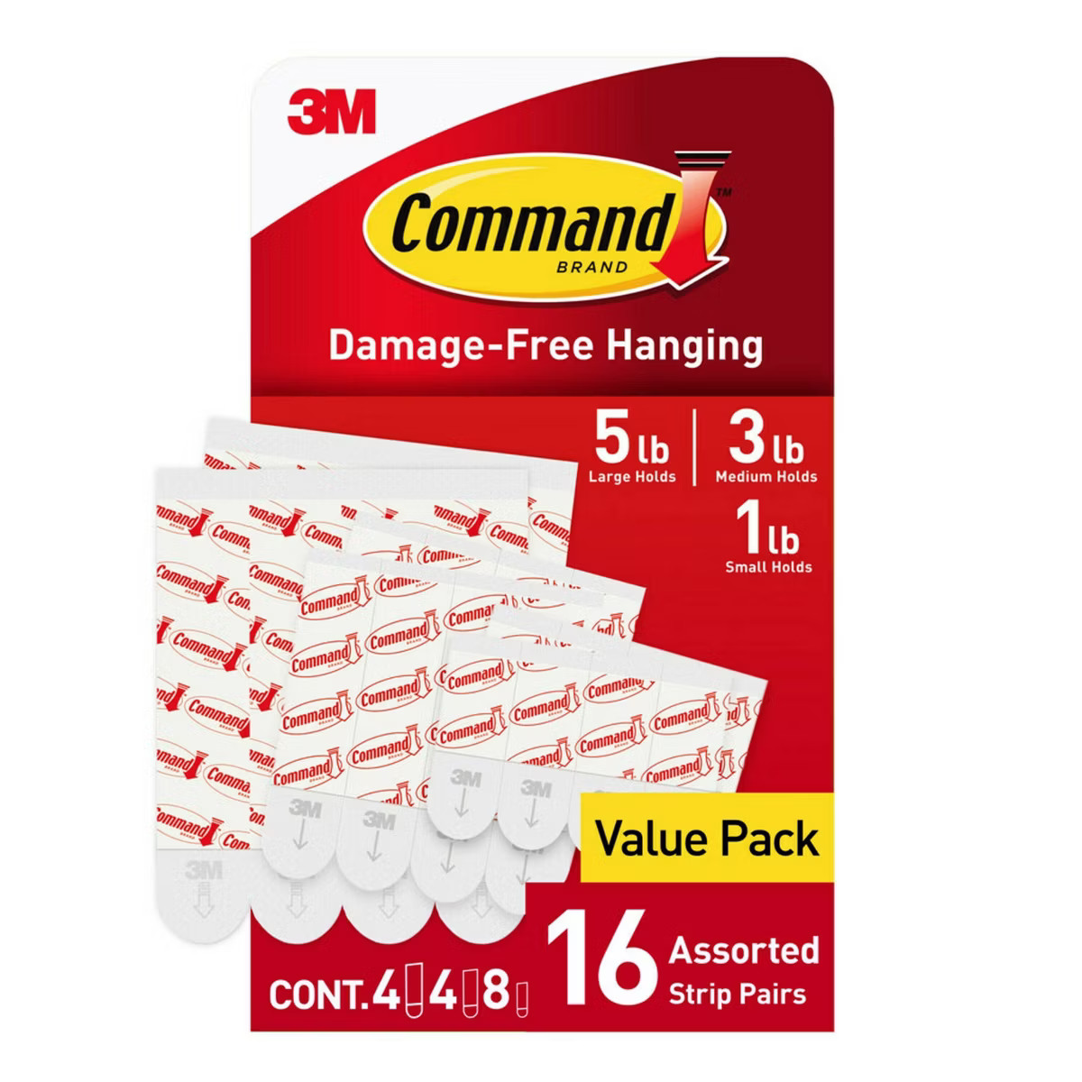 Command Refill Strips White: Adhesive Hooks, Plastic, 16 Pack, Max 5 lb Capacity | Target