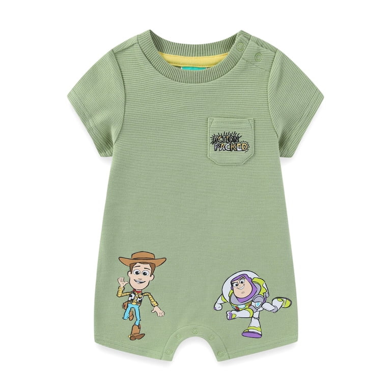 Disney Toy Story Woody and Buzz Lightyear Ottoman Ribbed Romper (Baby Boys), Sizes 12M-24M | Walmart (US)