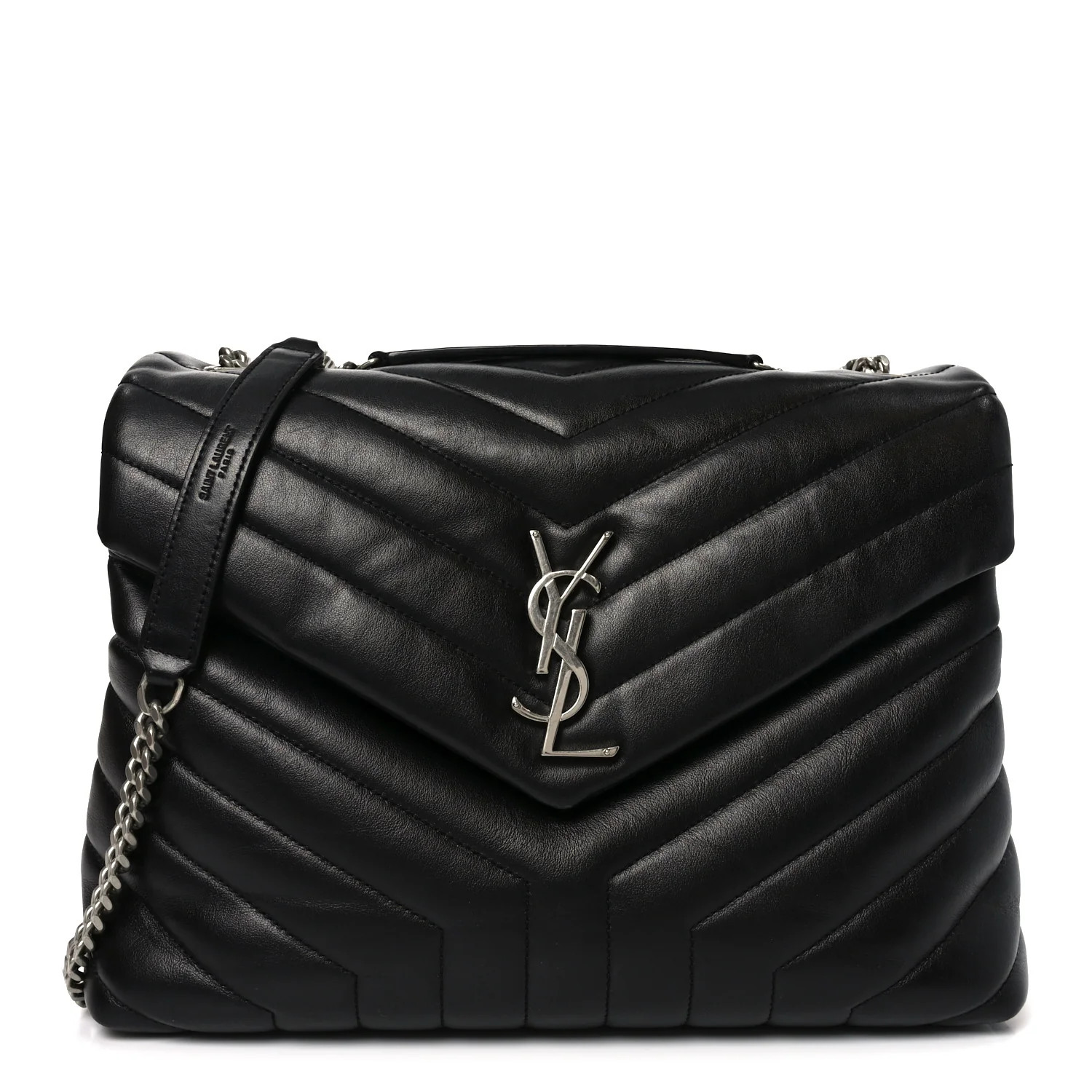 Calfskin Y Quilted Monogram Medium Loulou Chain Satchel Black | FASHIONPHILE (US)