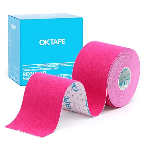 OK TAPE Kinesiology Tape, Regular Original Cotton Elastic Athletic Tape for Support and Recovery, Sports Tape Therapeutic Pain Relief, 2in×16.4ft Uncut Roll - Pink | Amazon (US)