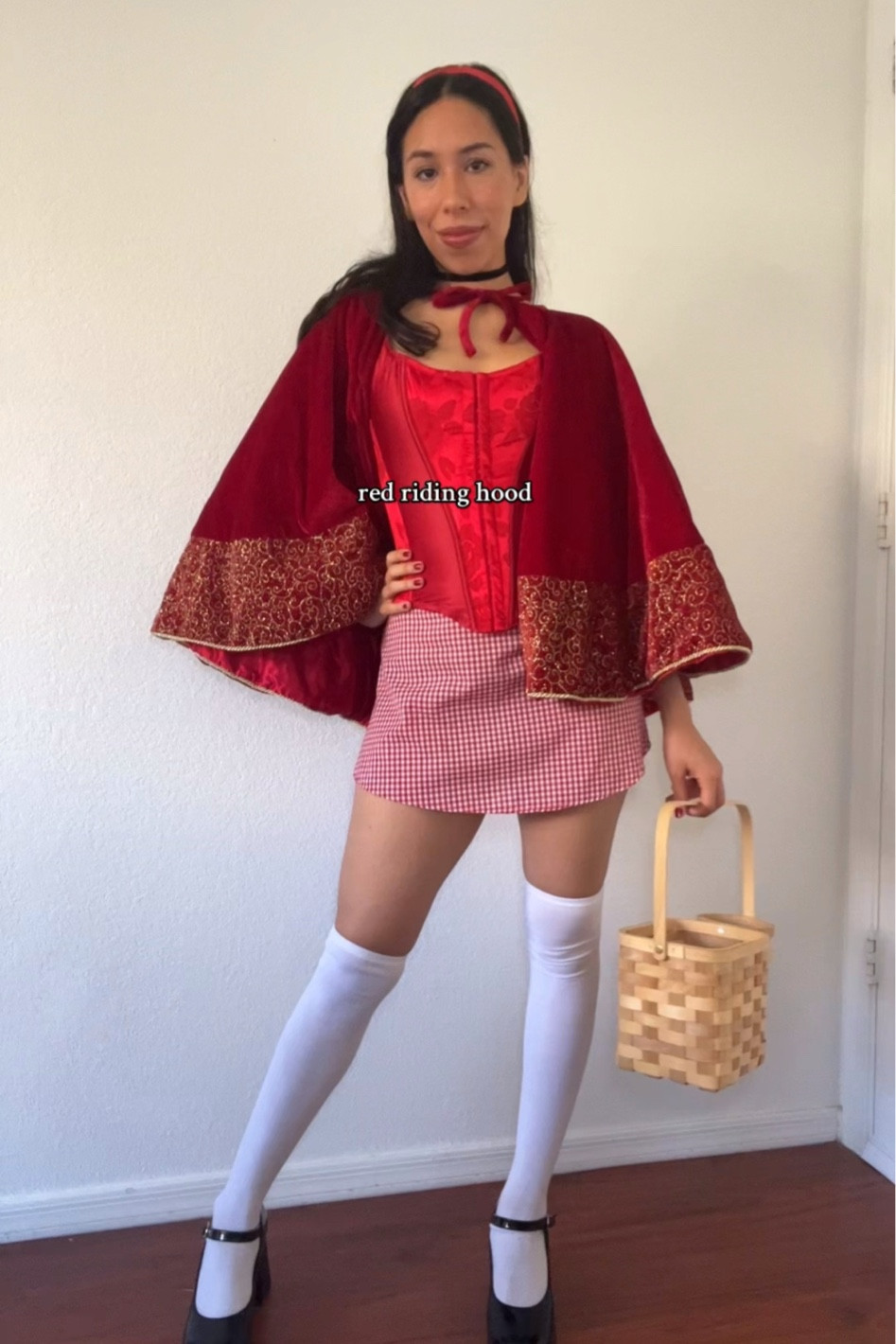 corset costumes 2024: red riding hood!! I made the gingham skirt but linked similar ones and think this would also look adorable with a black corset🐺❤️

#LTKSeasonal #LTKHalloween