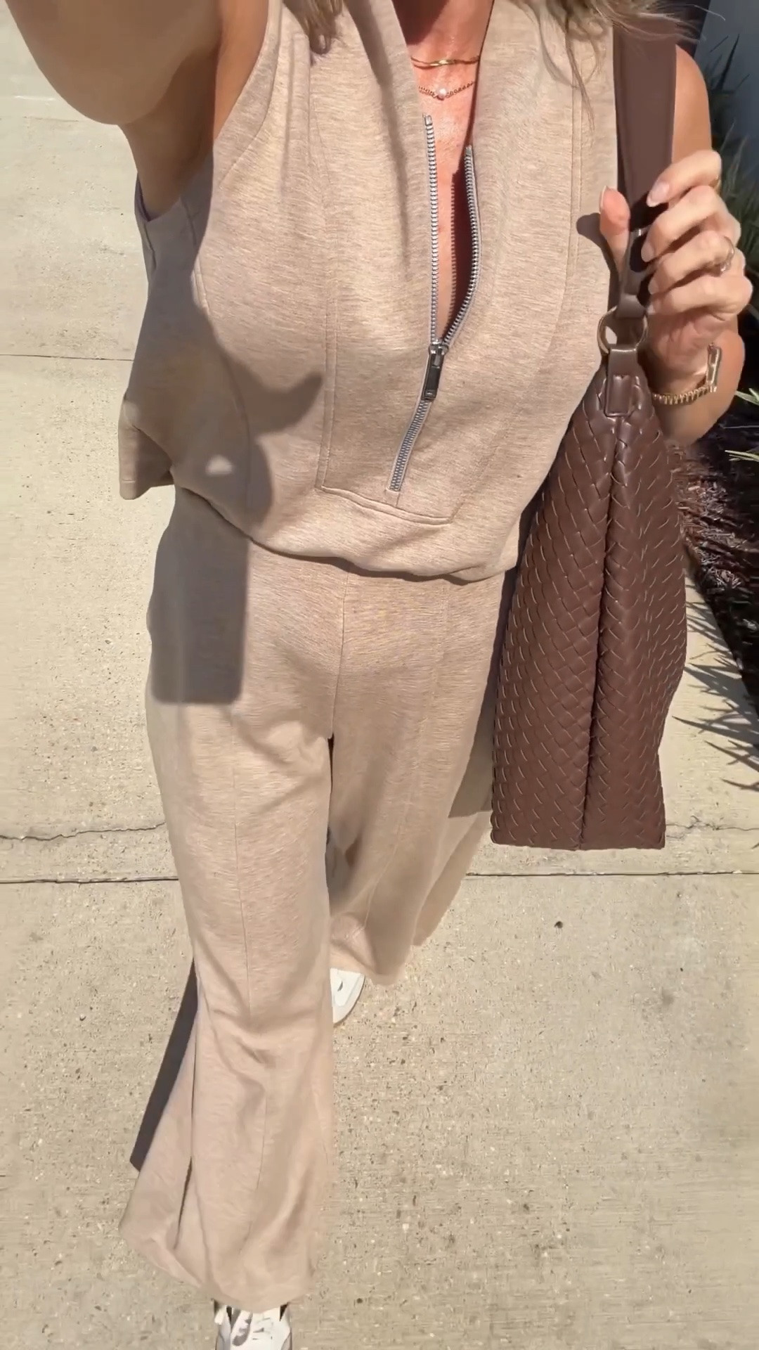Could absolutely LIVE in this jumpsuit. 10/10 🙌🏻 Also, obsessed with this bag for fall!! 🍂 @Spanx 

Fall outfits over 40, spanx, Walmart fall bag, sneakers, cozy fall outfits, fall transition, back to school

#LTKootd #LTKdayinmylife #LTKOver40