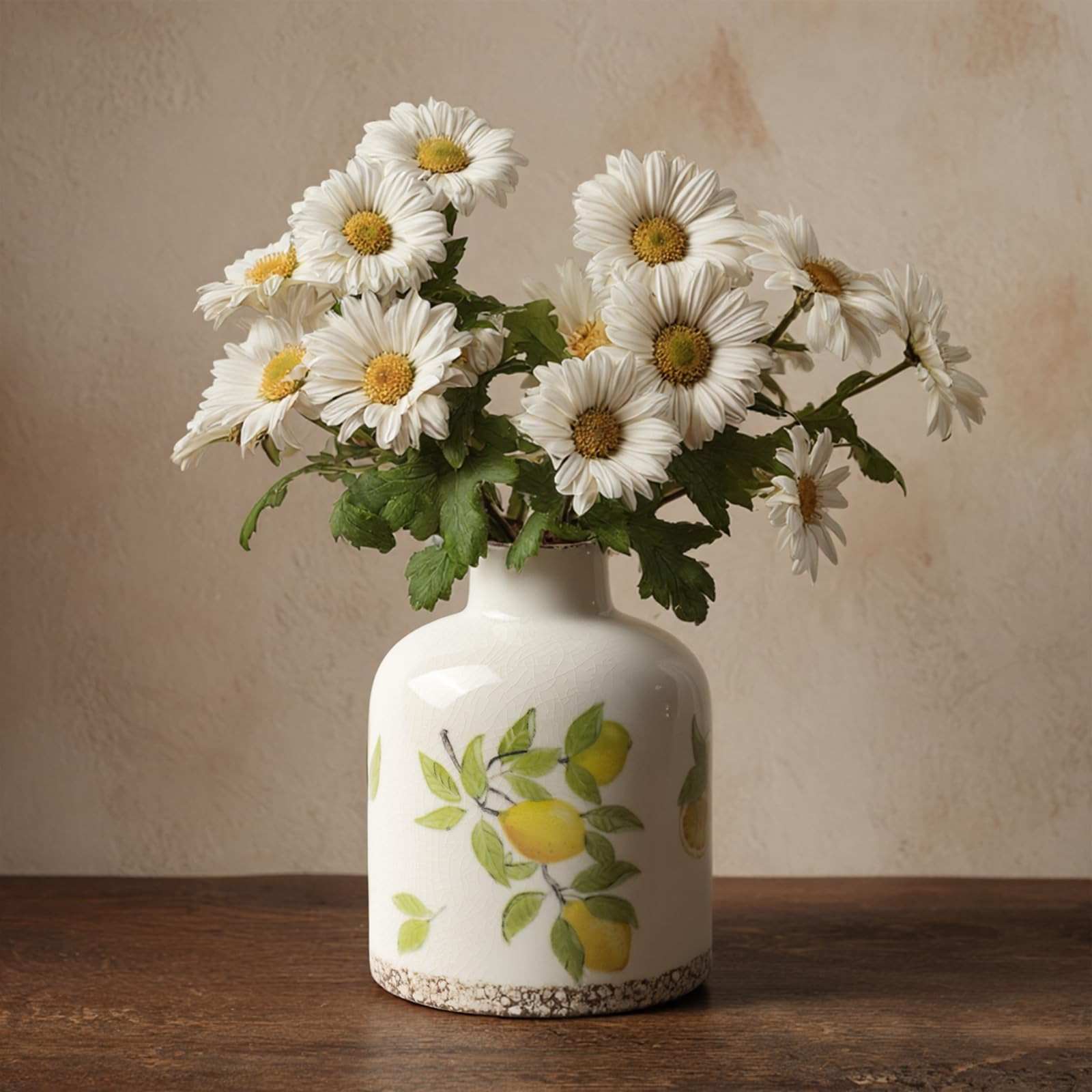 Vintage Lemon Ceramic Vase, Ice Glazed Crack Farmhouse Pitcher Vase for Shelf, Centerpiece Table,Room,Bathroom,Bedroom,Living Room,Office Decorations(5.9 inch) | Amazon (US)