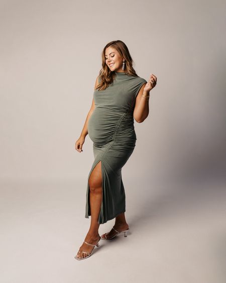 Maternity style wedding guest dress inspo. I sized up to 1X to account for the bump. The stretch and style of the dress was comfortable and perfect for events and my maternity shoot. 

#LTKwedding #LTKstyletip #LTKbaby